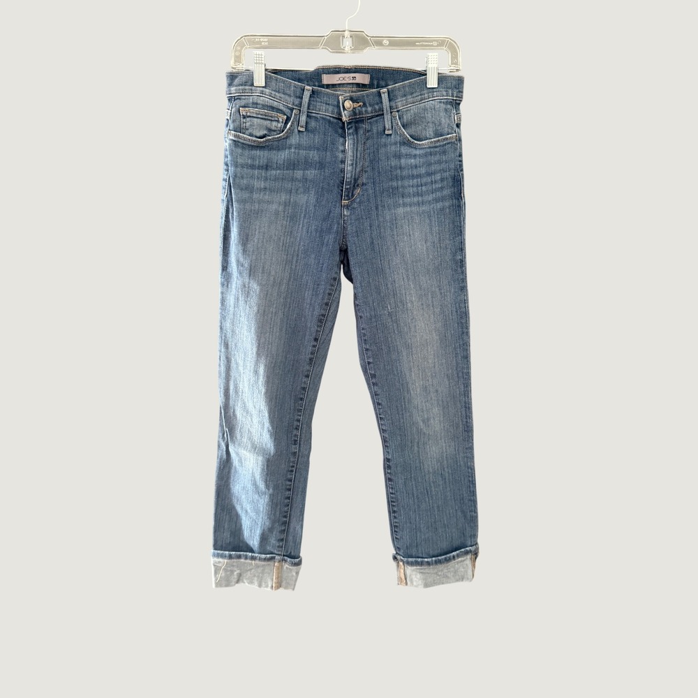 Joes Jeans Womens 27 Medium Wash Slim Straight Crop Cuffed Denim Mid Rise Blue
